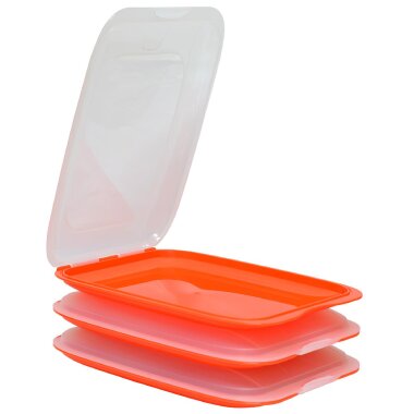 ENGELLAND Aufschnittboxen-Set – 3 stapelbare Vorratsdosen in Orange für Ordnung und Frische