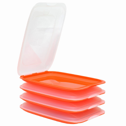 4x Stapelbare Aufschnittbox Frischhaltedose Wurst Behälter Aufschnittdose Orange