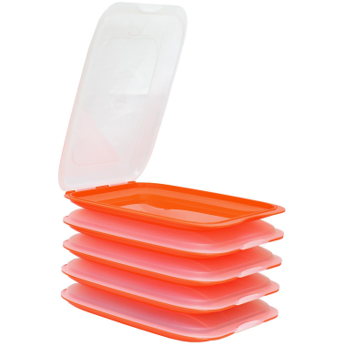 5x Stapelbare Aufschnittbox Frischhaltedose Wurst Behälter Aufschnittdose Orange