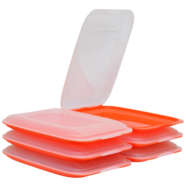 6x Stapelbare Aufschnittbox Frischhaltedose Wurst Behälter Aufschnittdose Orange