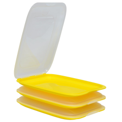 3x Stapelbare Aufschnittbox Frischhaltedose Wurst Beh&auml;lter Aufschnittdose Gelb