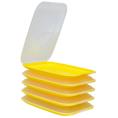 5x Stapelbare Aufschnittbox Frischhaltedose Wurst Behälter Aufschnittdose Gelb