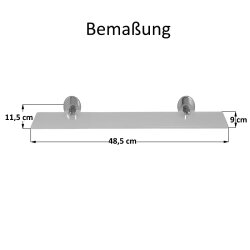 Glasablage Wandregal 48,5 cm – verchromtes Messing & Glas, rostfrei, Wandmontage, Kosmetikablage Serie Chrome