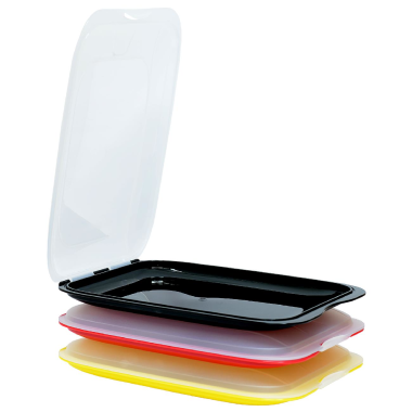 3x Stapelbare Aufschnittbox Frischhaltedose Wurst Behälter Aufschnittdose Farbmix