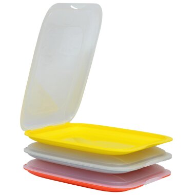 ENGELLAND 3er Aufschnittbox-Set Mix 5 – stapelbare Frischhaltedosen 25×17×3,3 cm für Wurst & Käse