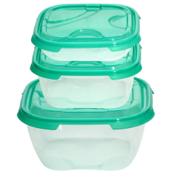 3er Packung Frischhaltedose Aufbewahrungsbeh&auml;lter aus transparentem Kunststoff mit Deckel f&uuml;r Lebensmittel gr&uuml;n
