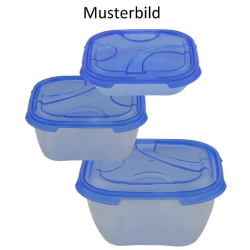 2x 3er Packung Frischhaltedose Aufbewahrungsbeh&auml;lter aus transparentem Kunststoff mit Deckel f&uuml;r Lebensmittel blau
