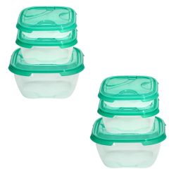 2x 3er Packung Frischhaltedose Aufbewahrungsbehälter aus transparentem Kunststoff mit Deckel für Lebensmittel grün