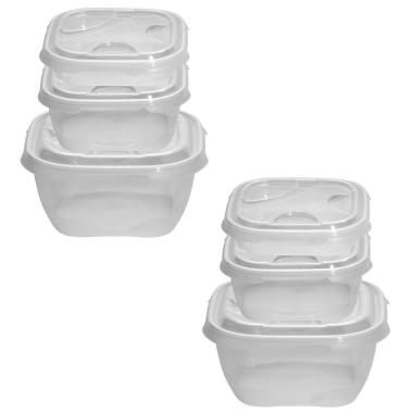 2x 3er Packung Frischhaltedose Aufbewahrungsbehälter aus transparentem Kunststoff mit Deckel für Lebensmittel hell