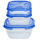 3x 3er Packung Frischhaltedose Aufbewahrungsbeh&auml;lter aus transparentem Kunststoff mit Deckel f&uuml;r Lebensmittel blau