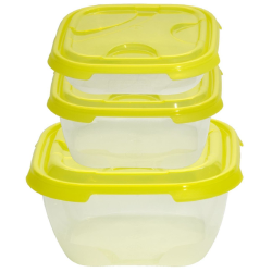 3x 3er Packung Frischhaltedose Aufbewahrungsbehälter aus transparentem Kunststoff mit Deckel für Lebensmittel gelb