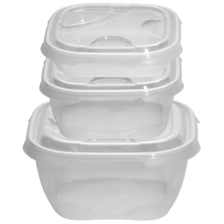 3x 3er Packung Frischhaltedose Aufbewahrungsbehälter aus transparentem Kunststoff mit Deckel für Lebensmittel hell