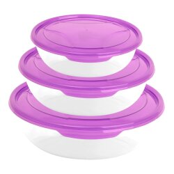 ENGELLAND 3-Set Frischhaltedosen Rund Lila –...