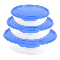 ENGELLAND 3-er Set Frischhaltedose Rund – Blau,...