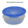 3er Packung runde Frischhaltedose Aufbewahrungsbeh&auml;lter aus transparentem Kunststoff mit Deckel f&uuml;r Lebensmittel in Blau
