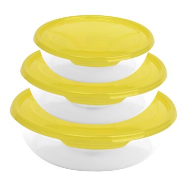 ENGELLAND 3er Frischhaltedosen Rund Gelb – BPA-frei, stapelbar Ø 17–24 cm
