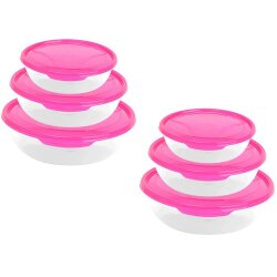 ENGELLAND 2 x 3er Set Frischhaltedose Rund Pink –...