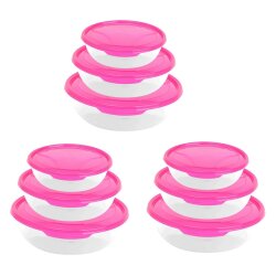 ENGELLAND 3×3er Set runde Frischhaltedosen Pink...