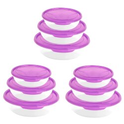 ENGELLAND 3 x 3er Set Frischhaltedose Rund Lila –...