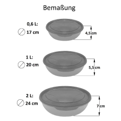 3x 3er Packung runde Frischhaltedose Aufbewahrungsbeh&auml;lter aus transparentem Kunststoff mit Deckel f&uuml;r Lebensmittel in Gelb