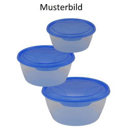 2x 3er Packung runde Frischhaltedose Aufbewahrungsbehälter aus transparentem Kunststoff mit Deckel für Lebensmittel in Blau