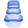 4er Packung Frischhaltedose Aufbewahrungsbeh&auml;lter aus transparentem Kunststoff mit Deckel f&uuml;r Lebensmittel Farbe Blau