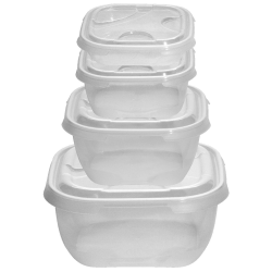 4er Packung Frischhaltedose Aufbewahrungsbehälter aus transparentem Kunststoff mit Deckel für Lebensmittel Farbe Transparent