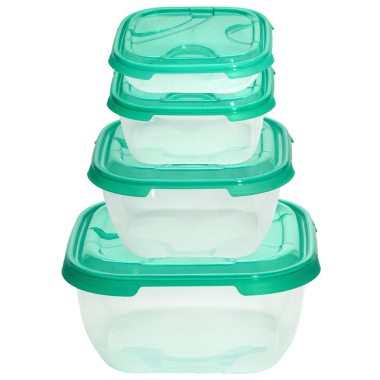4er Packung Frischhaltedose Aufbewahrungsbehälter aus transparentem Kunststoff mit Deckel für Lebensmittel Farbe Grün