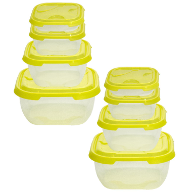 2x 4er Packung Frischhaltedose Aufbewahrungsbeh&auml;lter aus transparentem Kunststoff mit Deckel f&uuml;r Lebensmittel Farbe Gelb