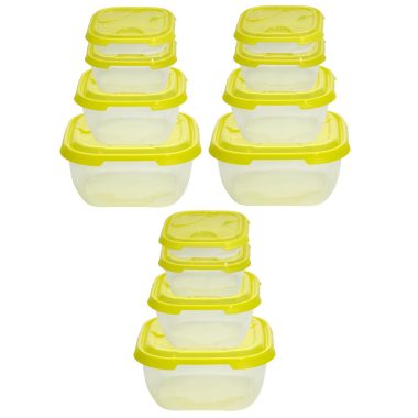 3x 4er Packung Frischhaltedose Aufbewahrungsbehälter aus transparentem Kunststoff mit Deckel für Lebensmittel Farbe Gelb