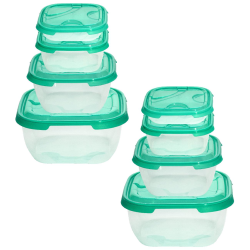 2x 4er Packung Frischhaltedose Aufbewahrungsbeh&auml;lter aus transparentem Kunststoff mit Deckel f&uuml;r Lebensmittel Farbe Gr&uuml;n