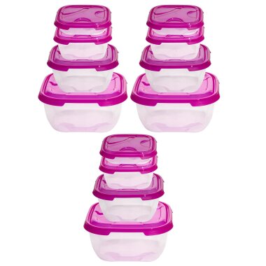 ENGELLAND 3×4er Set Frischhaltedosen Pink – BPA-frei, stapelbar & mikrowellenfest