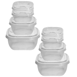 2x 4er Packung Frischhaltedose Aufbewahrungsbehälter aus transparentem Kunststoff mit Deckel für Lebensmittel Farbe Transparent