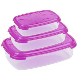 ENGELLAND 3er Set Frischhaltedosen Rund Pink – BPA...