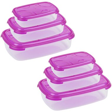 ENGELLAND 2 × 3-tlg. Set Frischhaltedosen Pink – BPA-frei, stapelbar, spülmaschinen-, mikrowellen- & gefrierschrankgeeignet