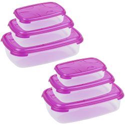2x 3-teilige rechteckige Frischhaltedose mit Deckel Vorratsdosen Behälter Aufbewahrungsbox Pink