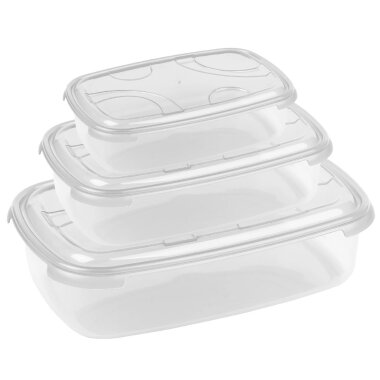 ENGELLAND 3 teiliges Frischhaltedosen Set Transparent – BPA frei, rechteckig, luftdicht, stapelbar, mikrowellen  & gefrierschrankgeeignet