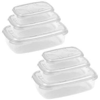 2x 3-teilige rechteckige Frischhaltedose mit Deckel Vorratsdosen Behälter Aufbewahrungsbox Transparent