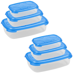 2x 3-teilige rechteckige Frischhaltedose mit Deckel Vorratsdosen Beh&auml;lter Aufbewahrungsbox Blau