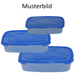 2x 3-teilige rechteckige Frischhaltedose mit Deckel Vorratsdosen Beh&auml;lter Aufbewahrungsbox Blau