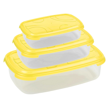 3-teilige rechteckige Frischhaltedose mit Deckel Vorratsdosen Behälter Aufbewahrungsbox Gelb