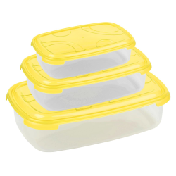 3-teilige rechteckige Frischhaltedose mit Deckel Vorratsdosen Beh&auml;lter Aufbewahrungsbox Gelb