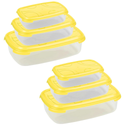 2x 3-teilige rechteckige Frischhaltedose mit Deckel Vorratsdosen Beh&auml;lter Aufbewahrungsbox Gelb