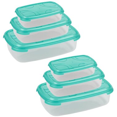 ENGELLAND 2 x 3er Set Frischhaltedosen Grün – BPA-frei, stapelbar, mikrowellen- & spülmaschinengeeignet, 1L, 2L, 3L
