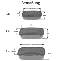 2x 3-teilige rechteckige Frischhaltedose mit Deckel Vorratsdosen Beh&auml;lter Aufbewahrungsbox Gr&uuml;n