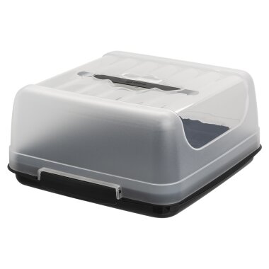 Eckige Kuchenbox 26,5×27,5×12,5 cm – BPA-frei, mit Tragegriff & Klickverschluss