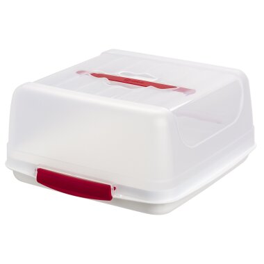 Eckige Transport-Kuchenbox BPA-frei mit Tragegriff & Klickverschluss 26,5×27,5×12,5 cm