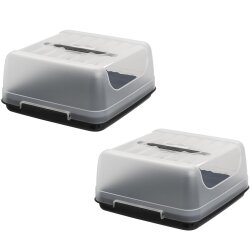 2er Set eckige Transport-Kuchenboxen Schwarz BPA-frei mit...