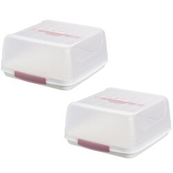 2er Set eckige Transport-Kuchenboxen Rosa BPA-frei mit...