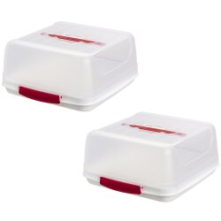2er Set eckige Transport-Kuchenboxen BPA-frei mit Griff...